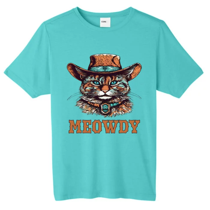 Meowdy Funny Cat Graphic Western Cowboy Cat Meow Howdy ChromaSoft Performance T-Shirt