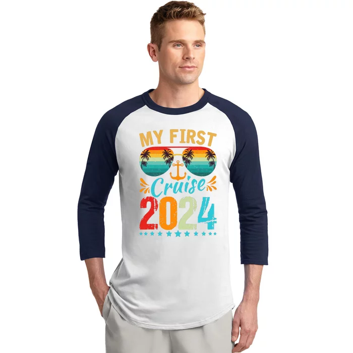 My First Cruise 2024 Family Vacation Cruise Ship Travel Baseball Sleeve Shirt