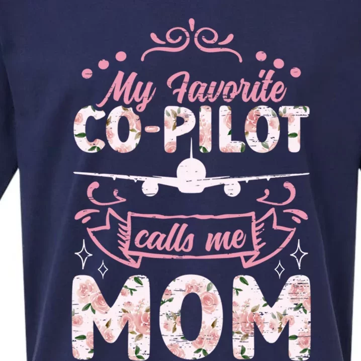 My Favorite Copilot Calls Me Mom Aviation Flight Navigation Great Gift Sueded Cloud Jersey T-Shirt