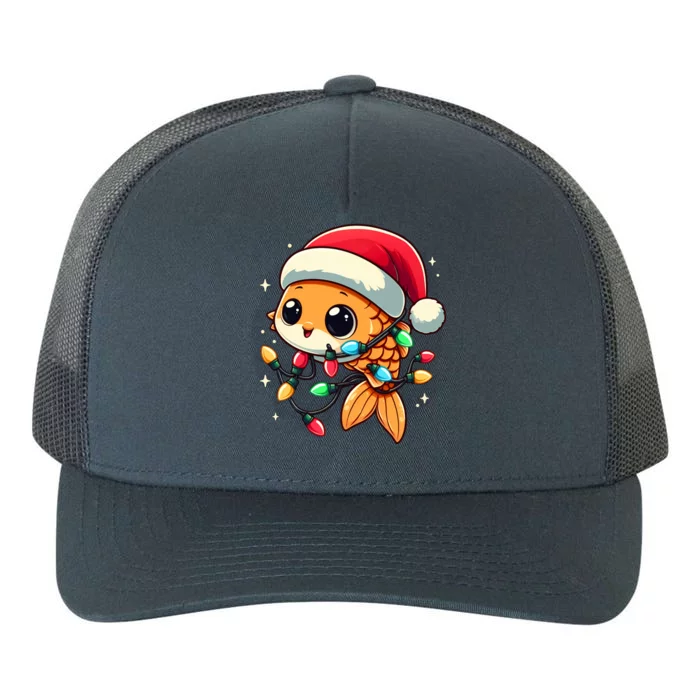 Merry Fishmas Christmas Lights Cute Fish Santa Hat Gift Yupoong Adult 5-Panel Trucker Hat