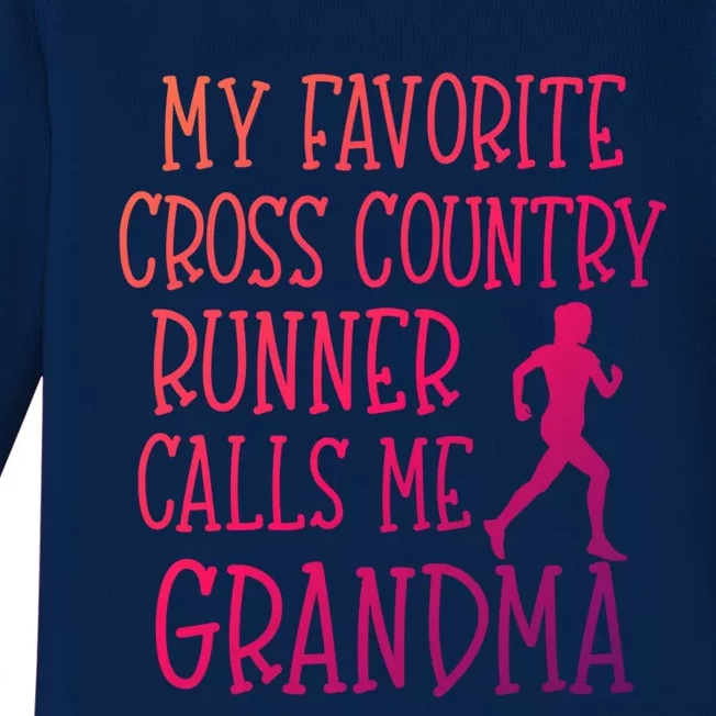 My Favorite Cross Country Runner Calls Me Grandma Grandson Gift Baby Long Sleeve Bodysuit