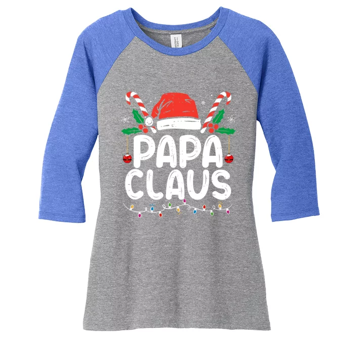 Matching Family Christmas Pajama Xmas Lights Papa Claus Gift Women's Tri-Blend 3/4-Sleeve Raglan Shirt