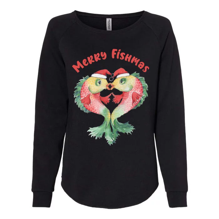 Merry FIshmas Cute Fish Christmas Gift Womens California Wash Sweatshirt