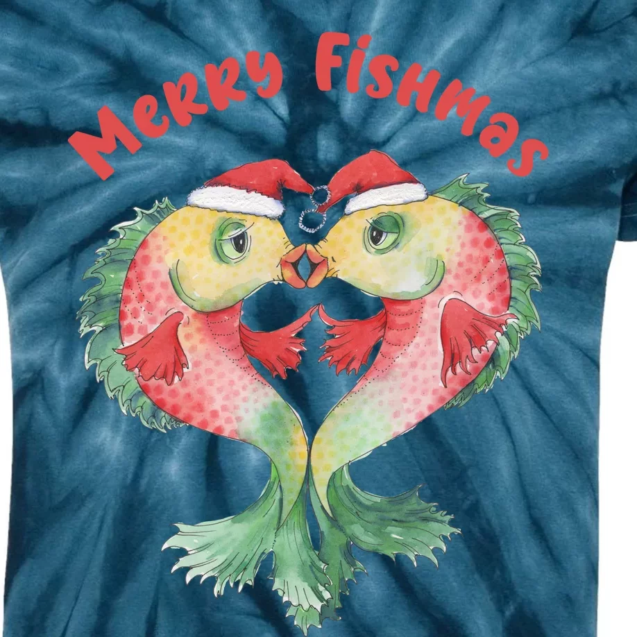 Merry FIshmas Cute Fish Christmas Gift Kids Tie-Dye T-Shirt