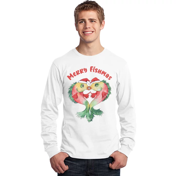 Merry FIshmas Cute Fish Christmas Gift Long Sleeve Shirt