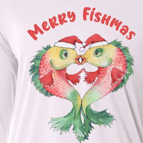 Merry FIshmas Cute Fish Christmas Gift Cooling Performance Long Sleeve Crew