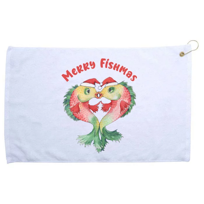 Merry FIshmas Cute Fish Christmas Gift Grommeted Golf Towel