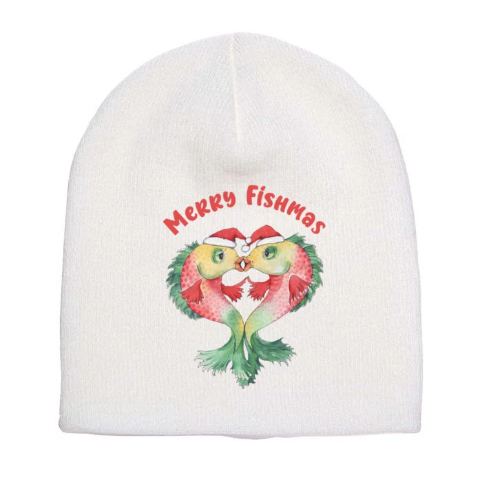 Merry FIshmas Cute Fish Christmas Gift Short Acrylic Beanie