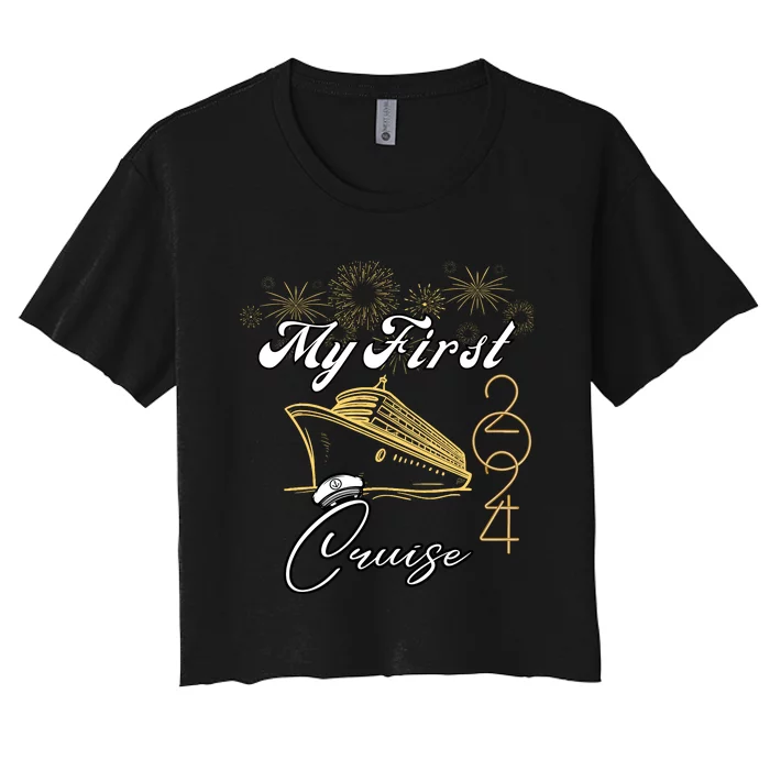 My First Cruise 2024 Family Vacation Cruise Ship Travel Women's Crop Top Tee