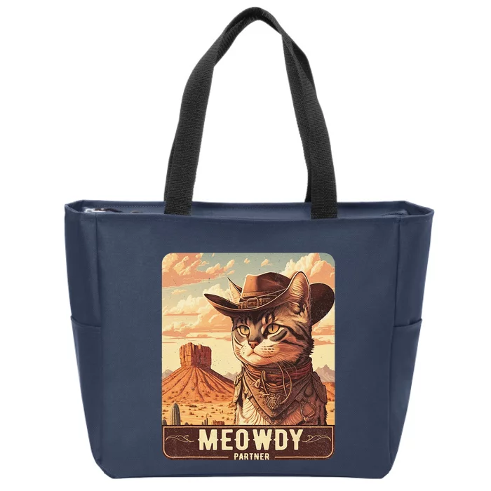 Meowdy! Funny Country Music Cat Cowboy Hat Poster Funny Zip Tote Bag