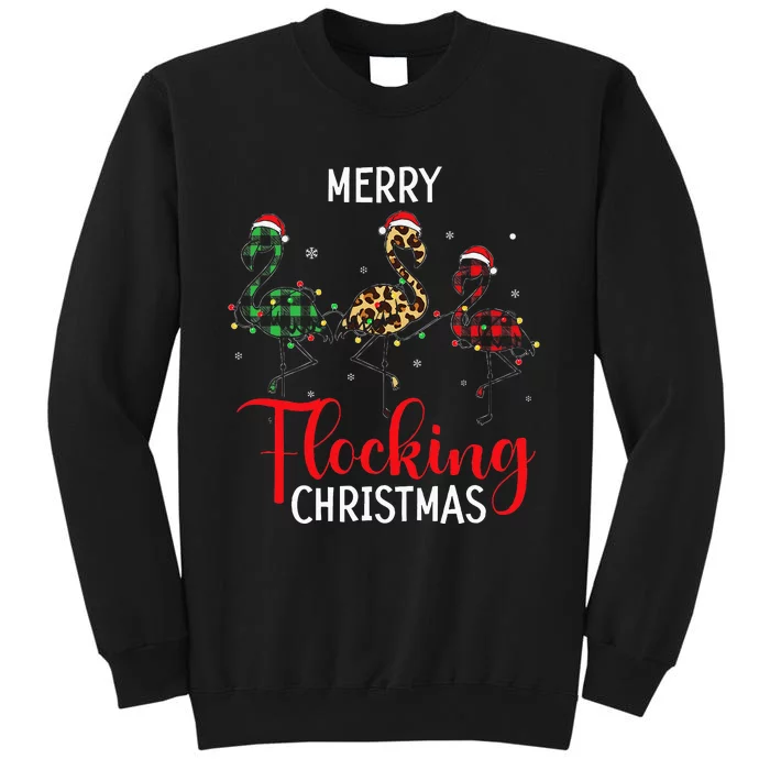 Merry Flocking Christmas Day Pink Flamingo Xmas Holidays Tall Sweatshirt