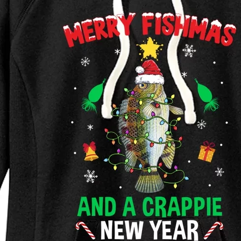 Merry Fishmas Crappie Christmas Tree Fishing Funny Xmas Gift Women's Fleece Hoodie