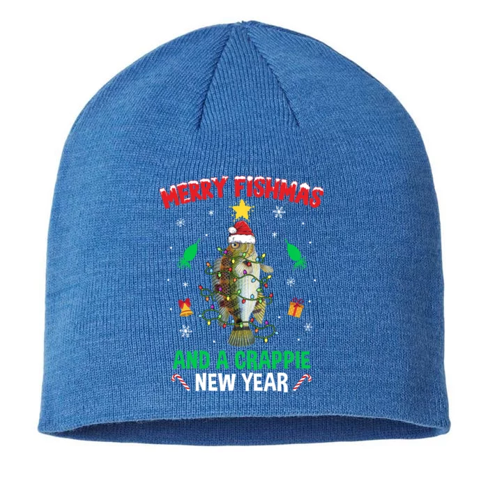 Merry Fishmas Crappie Christmas Tree Fishing Funny Xmas Gift 8 1/2in Sustainable Knit Beanie