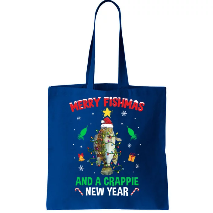 Merry Fishmas Crappie Christmas Tree Fishing Funny Xmas Gift Tote Bag