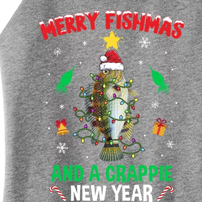 Merry Fishmas Crappie Christmas Tree Fishing Funny Xmas Gift Women’s Perfect Tri Rocker Tank