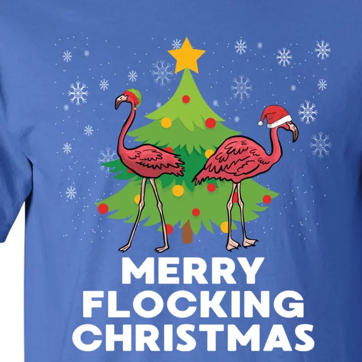 Merry Flocking Christmas Funny Xmas Flamingo Wading Bird Gift Tall T-Shirt