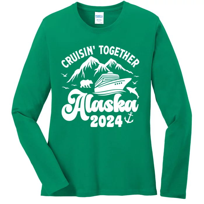 Matching Family Cruisin Together Alaska 2024 Ladies Long Sleeve Shirt