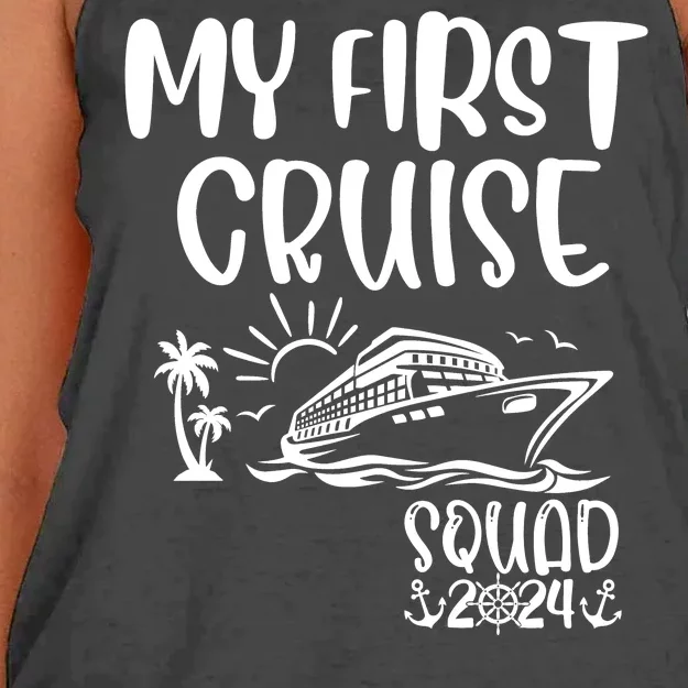 My First Cruise Squad 2024 My First Holiday Family Matching Women's Knotted Racerback Tank