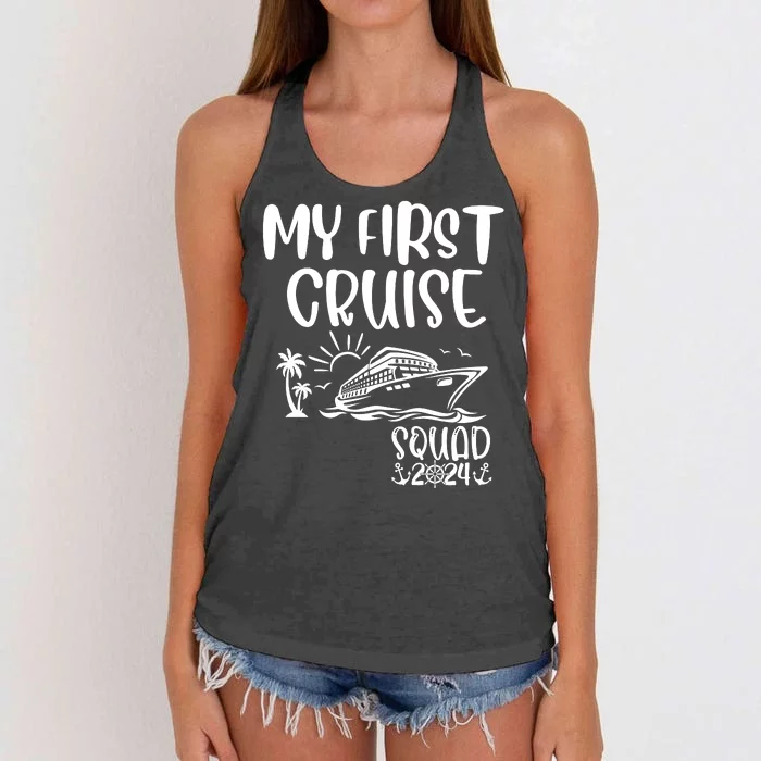 My First Cruise Squad 2024 My First Holiday Family Matching Women's Knotted Racerback Tank