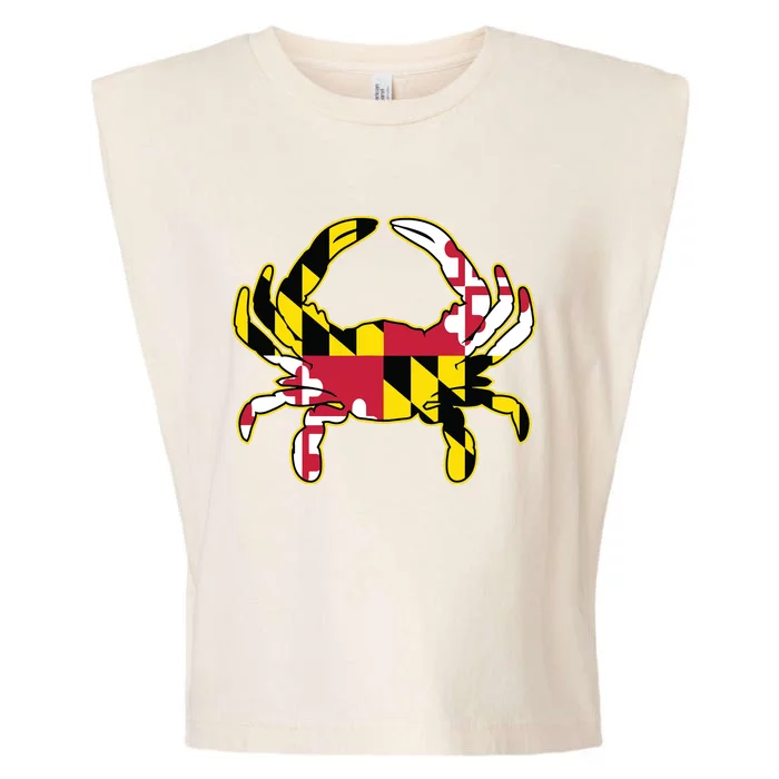 Maryland Flag Crab Design With Md Flag Colors Overlay Garment-Dyed Women's Muscle Tee