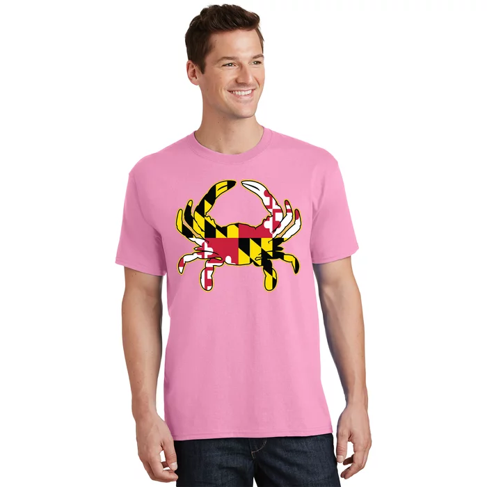 Maryland Flag Crab Design With Md Flag Colors Overlay T-Shirt