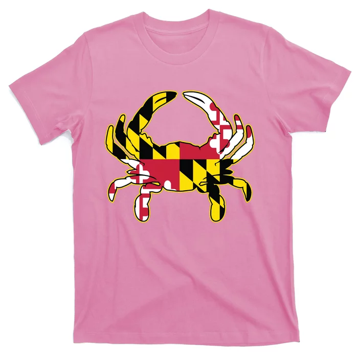 Maryland Flag Crab Design With Md Flag Colors Overlay T-Shirt