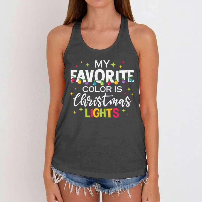 My Favorite Color Is Christmas Lights Women's Knotted Racerback Tank