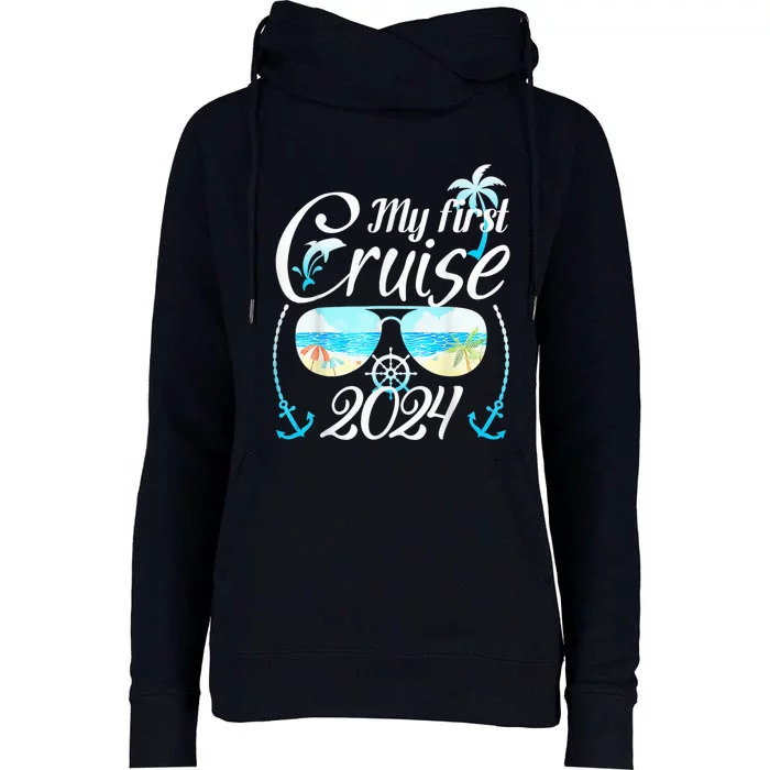 My First Cruise 2024 Tee Family Vacation Cruise Ship Travel Womens Funnel Neck Pullover Hood