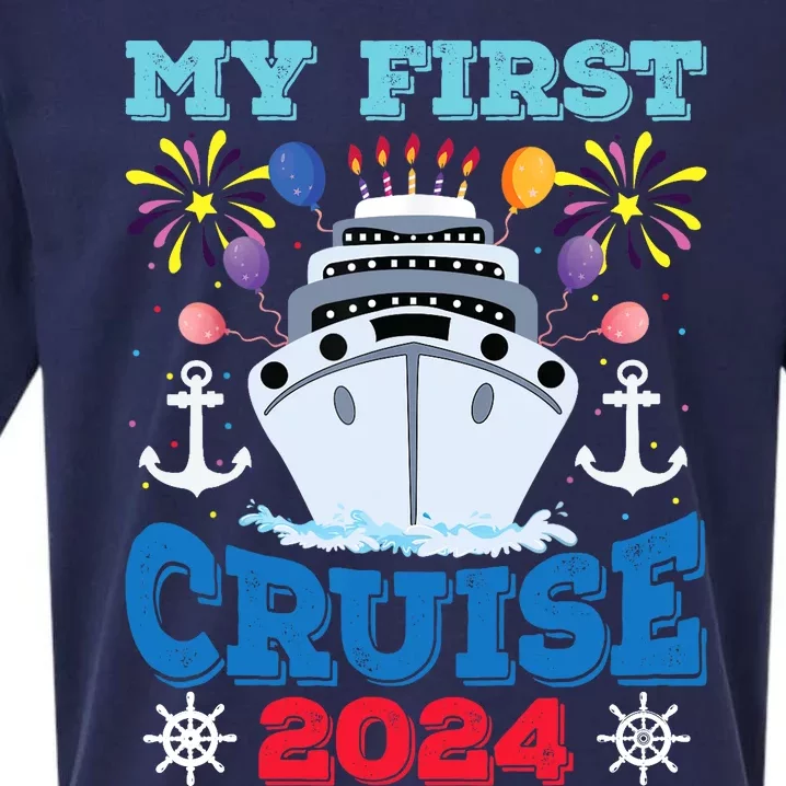 My First Cruise 2024 Family Vacation Cruise Ship Travel Sueded Cloud Jersey T-Shirt