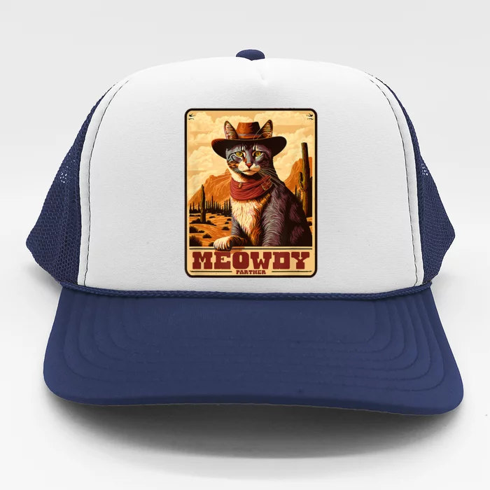 Meowdy! Funny Country Music Cat Cowboy Hat Wanted Poster Trucker Hat