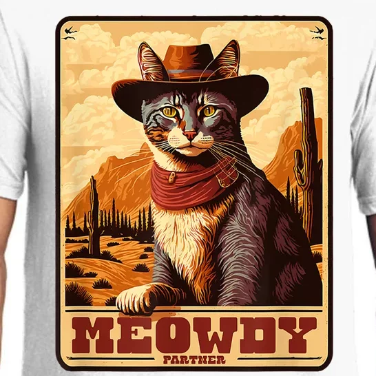 Meowdy! Funny Country Music Cat Cowboy Hat Wanted Poster Pajama Set