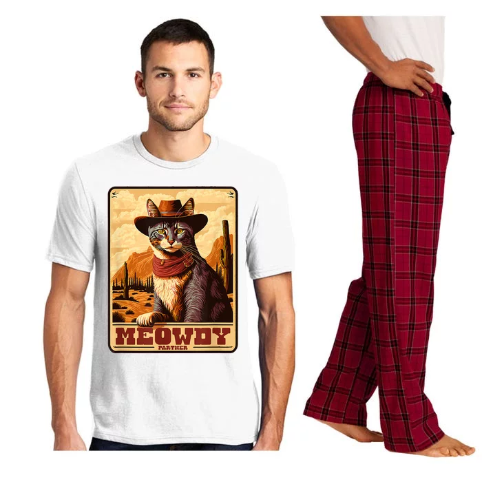 Meowdy! Funny Country Music Cat Cowboy Hat Wanted Poster Pajama Set