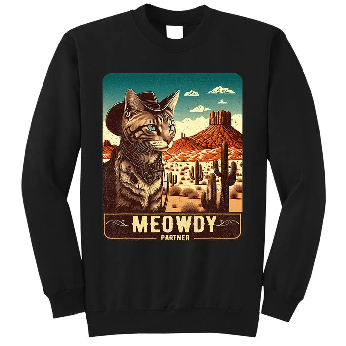 Meowdy! Funny Country Music Cat Cow Hat Poster Sweatshirt