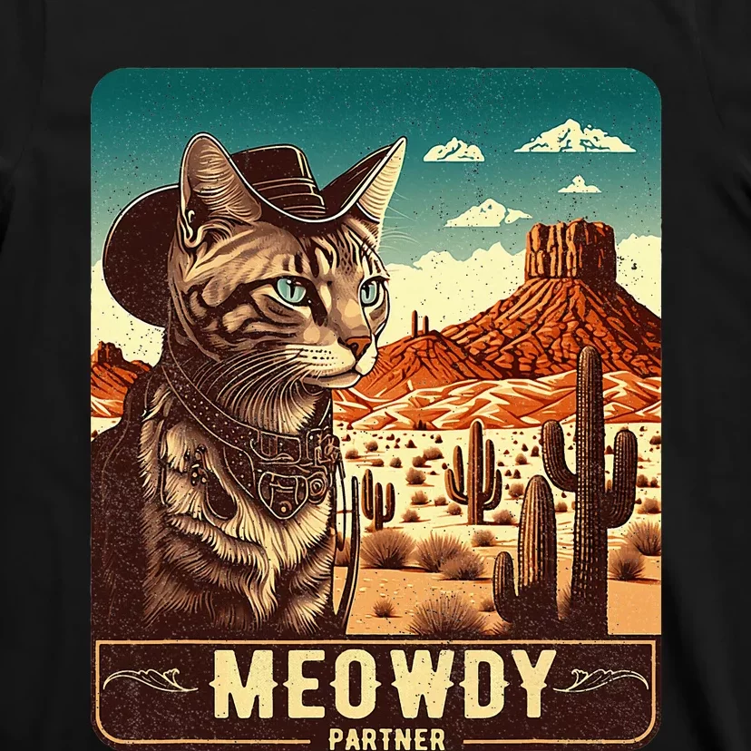 Meowdy! Funny Country Music Cat Cow Hat Poster T-Shirt