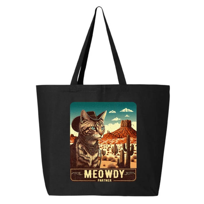 Meowdy! Funny Country Music Cat Cow Hat Poster 25L Jumbo Tote