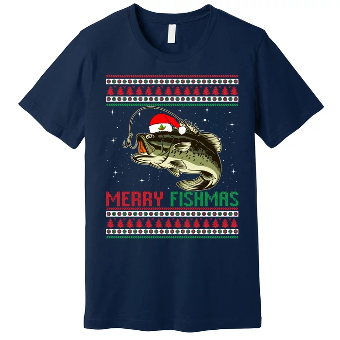 Merry Fishmas Christmas Fish Fisherman Funny Fishing Premium T-Shirt