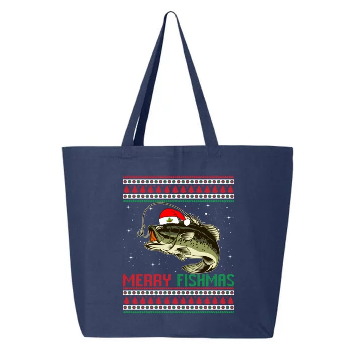 Merry Fishmas Christmas Fish Fisherman Funny Fishing 25L Jumbo Tote