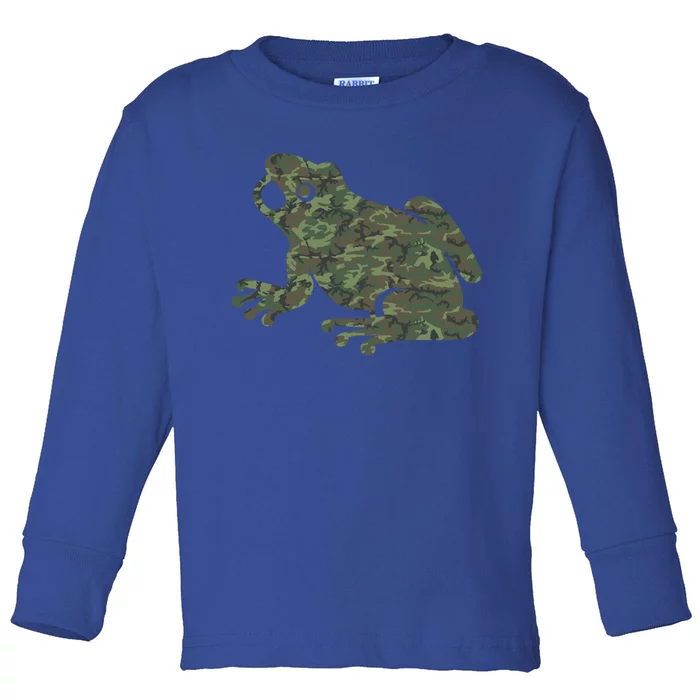 Military Frog Camo Print Us Toad Animal Veteran Gift Great Gift Toddler Long Sleeve Shirt