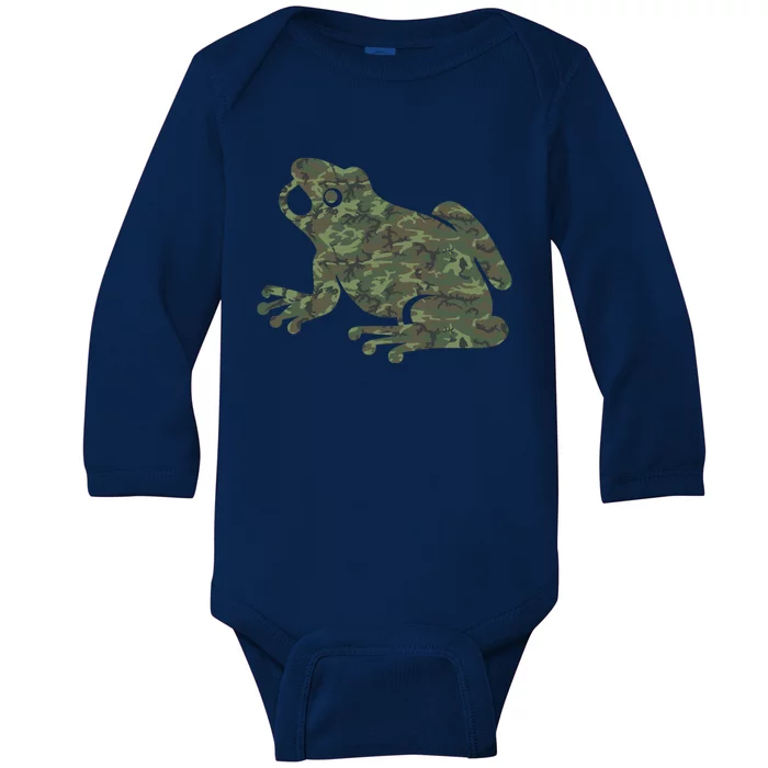 Military Frog Camo Print Us Toad Animal Veteran Gift Great Gift Baby Long Sleeve Bodysuit