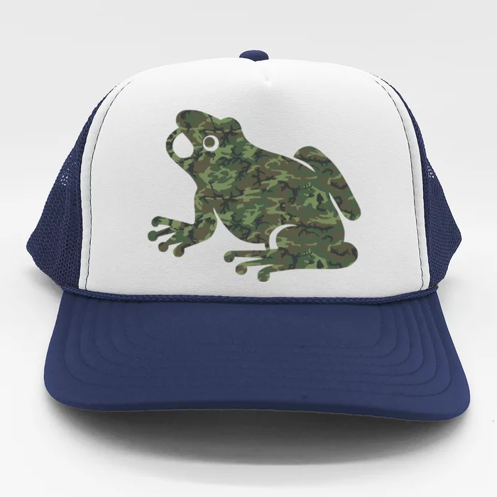 Military Frog Camo Print Us Toad Animal Veteran Gift Great Gift Trucker Hat