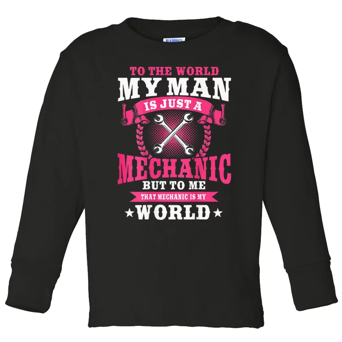 Mechanic Funny Car Repair Design On Back Toddler Long Sleeve Shirt