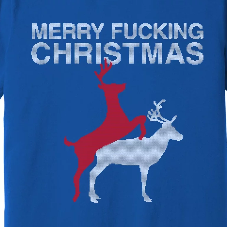 Merry Fucking Christmas! Obscene Ficking Reindeer Gift Fun Gift Premium T-Shirt