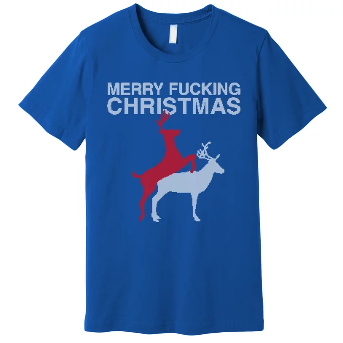 Merry Fucking Christmas! Obscene Ficking Reindeer Gift Fun Gift Premium T-Shirt