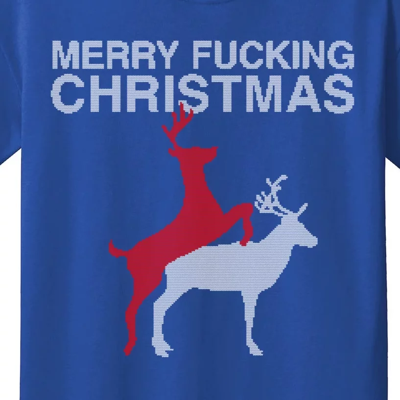 Merry Fucking Christmas! Obscene Ficking Reindeer Gift Fun Gift Kids T-Shirt