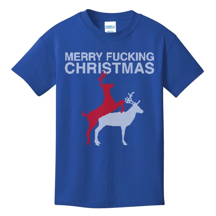 Merry Fucking Christmas! Obscene Ficking Reindeer Gift Fun Gift Kids T-Shirt