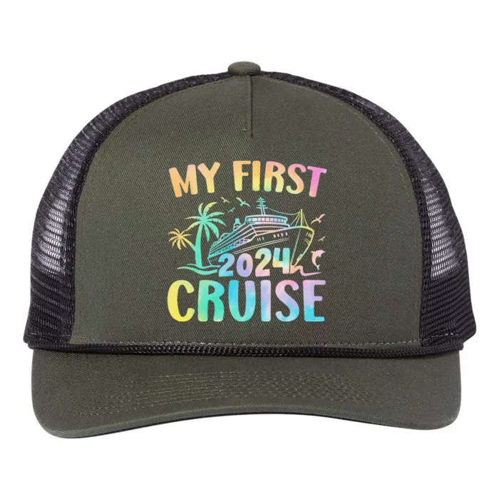 My First Cruise 2024 Vacation Matching Family Cruise Ship Retro Rope Trucker Hat Cap