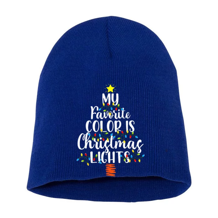 My Favorite Color Is Christmas Lights Funny Xmas Gifts Short Acrylic Beanie