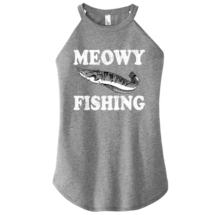 Meowy Fishing Cat Fisher Angler Funny Fishing Lover Great Gift Women’s Perfect Tri Rocker Tank