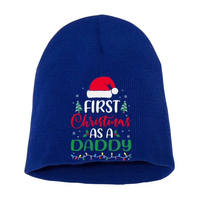 My First Christmas As A Daddy New Father Xmas Lights Gift Short Acrylic Beanie