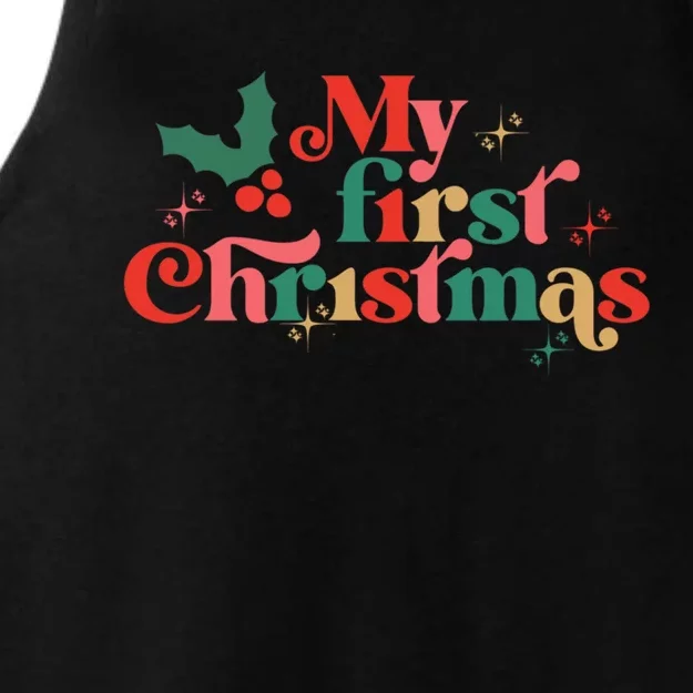 My First Christmas 1st Christmas Newborn Gift Ladies Tri-Blend Wicking Tank